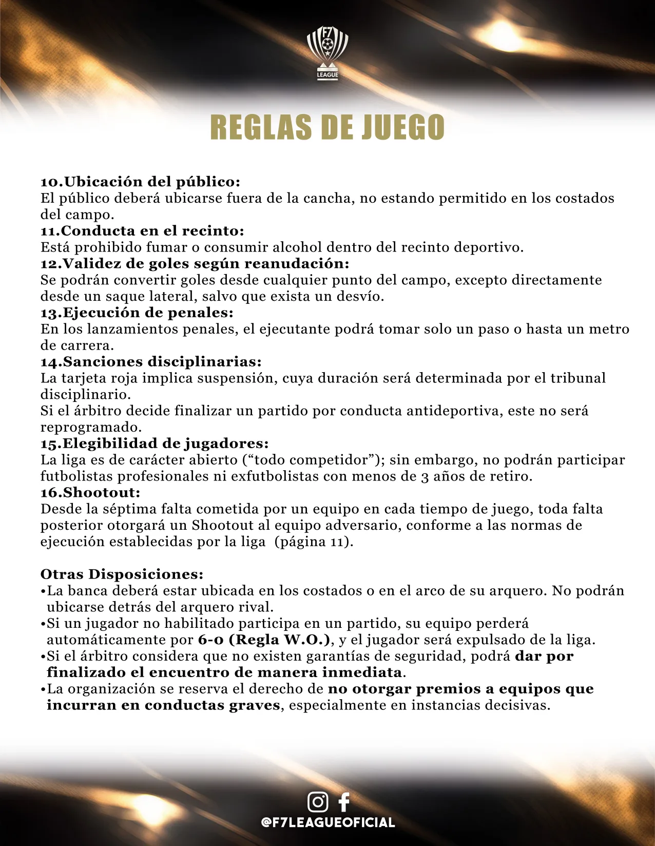 Reglamento oficial de F7 League — página 10 de 17